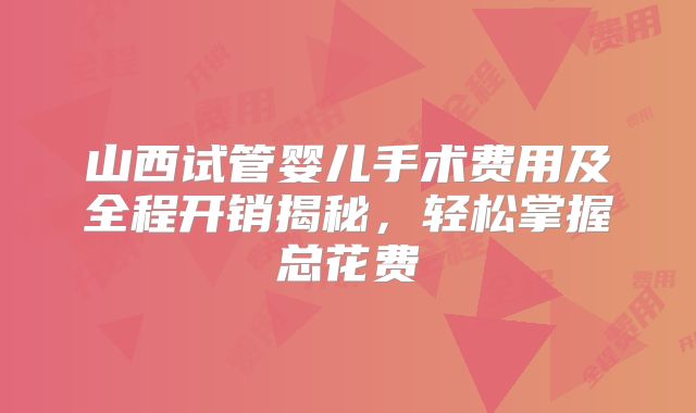 山西试管婴儿手术费用及全程开销揭秘，轻松掌握总花费