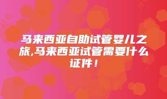马来西亚自助试管婴儿之旅,马来西亚试管需要什么证件！
