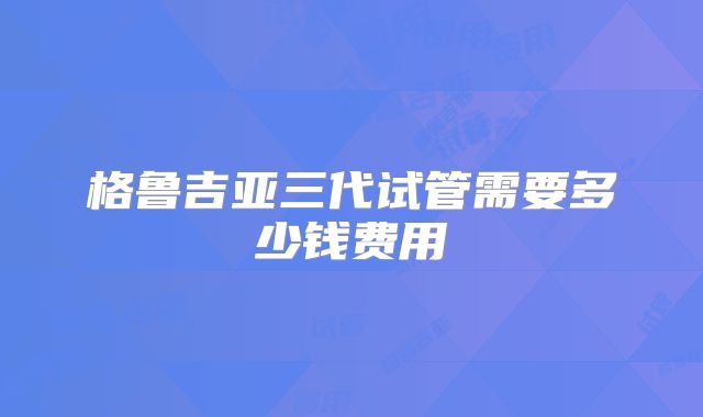 格鲁吉亚三代试管需要多少钱费用