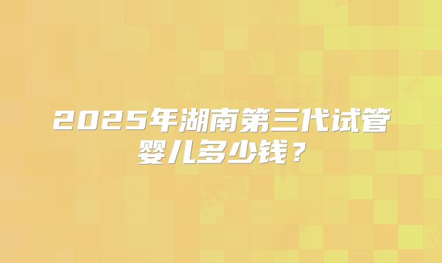 2025年湖南第三代试管婴儿多少钱?