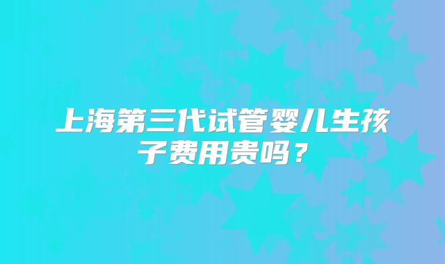 上海第三代试管婴儿生孩子费用贵吗？