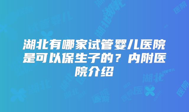 湖北有哪家试管婴儿医院是可以保生子的？内附医院介绍