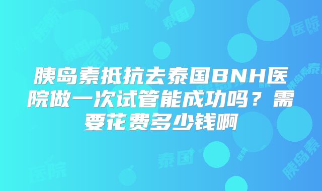 胰岛素抵抗去泰国BNH医院做一次试管能成功吗?需要花费多少钱啊