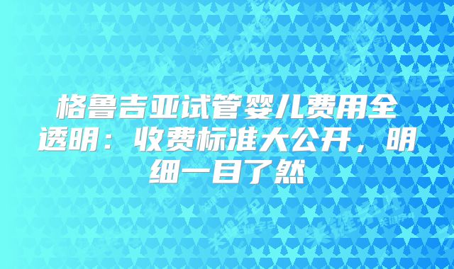 格鲁吉亚试管婴儿费用全透明:收费标准大公开,明细一目了然