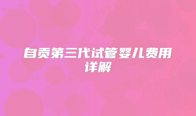自贡第三代试管婴儿费用详解