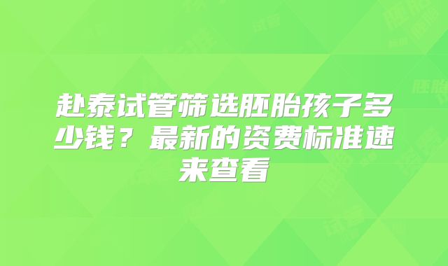 赴泰试管筛选胚胎孩子多少钱？最新的资费标准速来查看