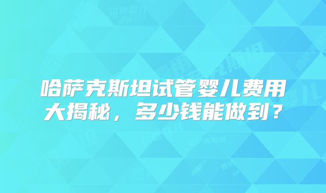 哈萨克斯坦试管婴儿费用大揭秘，多少钱能做到？