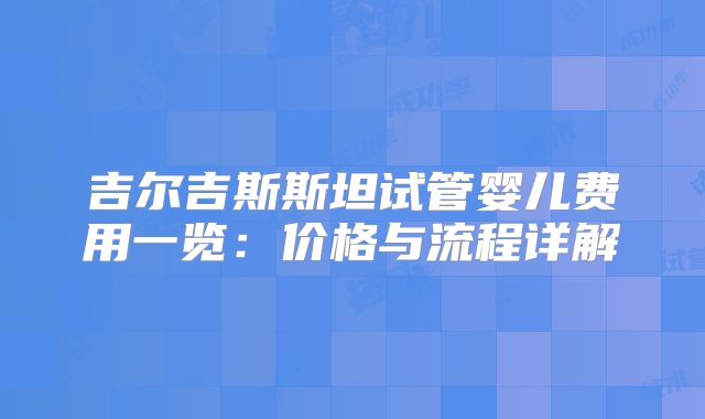 吉尔吉斯斯坦试管婴儿费用一览：价格与流程详解