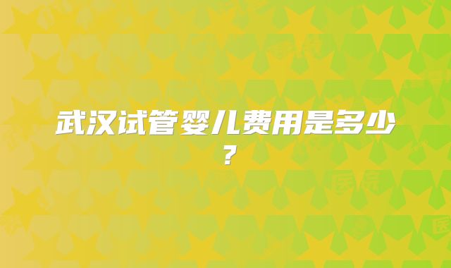 武汉试管婴儿费用是多少？
