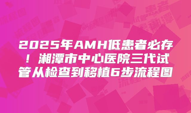 2025年AMH低患者必存！湘潭市中心医院三代试管从检查到移植6步流程图