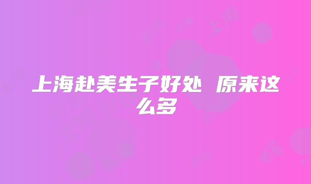 上海赴美生子好处 原来这么多