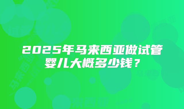 2025年马来西亚做试管婴儿大概多少钱？