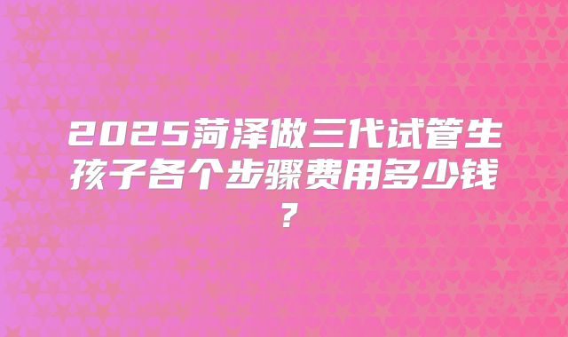 2025菏泽做三代试管生孩子各个步骤费用多少钱？