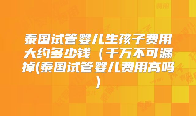 泰国试管婴儿生孩子费用大约多少钱（千万不可漏掉(泰国试管婴儿费用高吗)