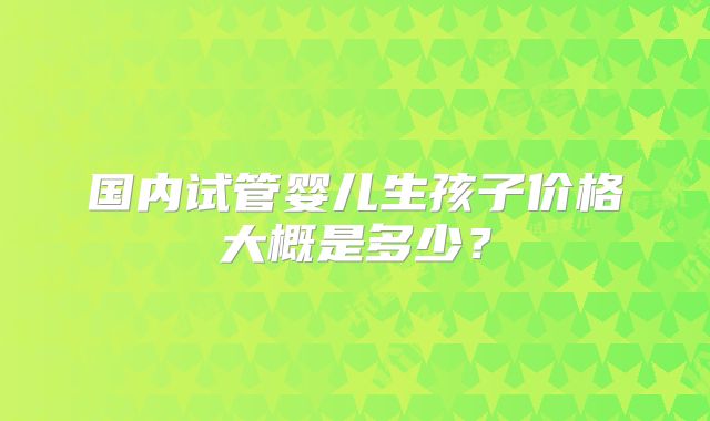 国内试管婴儿生孩子价格大概是多少?