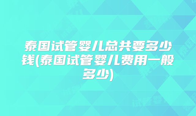 泰国试管婴儿总共要多少钱(泰国试管婴儿费用一般多少)