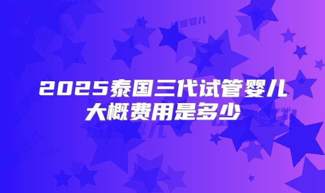 2025泰国三代试管婴儿大概费用是多少