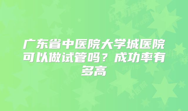 广东省中医院大学城医院可以做试管吗？成功率有多高