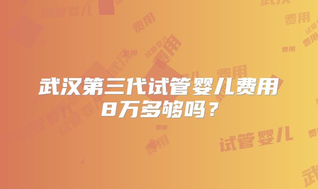 武汉第三代试管婴儿费用8万多够吗？