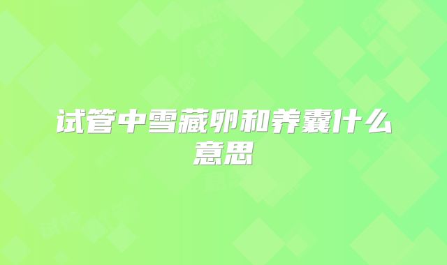 试管中雪藏卵和养囊什么意思