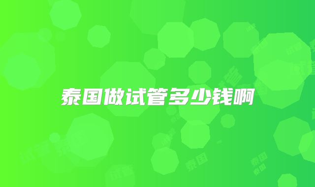 泰国做试管多少钱啊