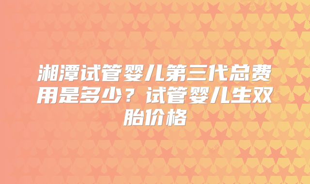 湘潭试管婴儿第三代总费用是多少？试管婴儿生双胎价格
