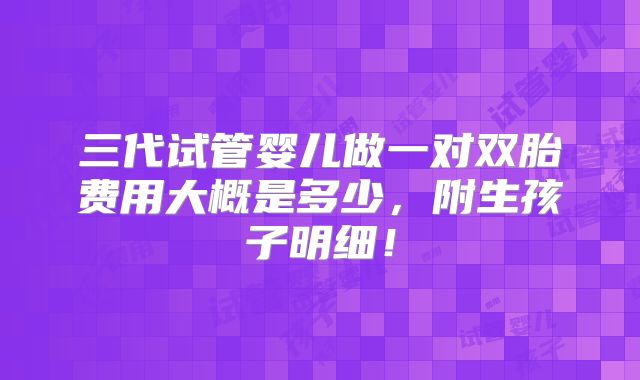 三代试管婴儿做一对双胎费用大概是多少,附生孩子明细!