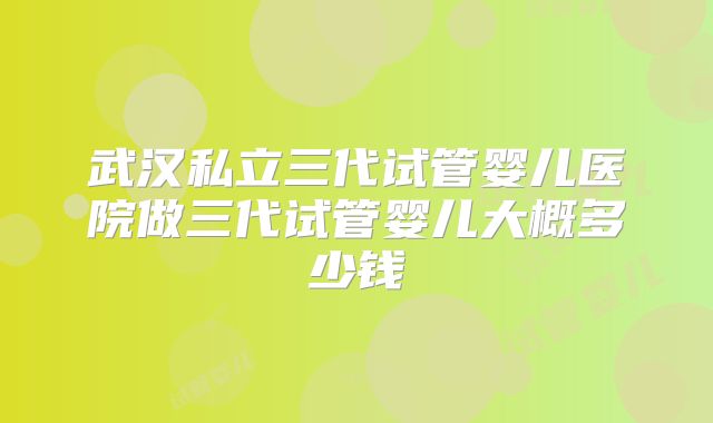武汉私立三代试管婴儿医院做三代试管婴儿大概多少钱