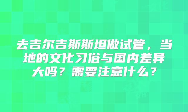 去吉尔吉斯斯坦做试管，当地的文化习俗与国内差异大吗？需要注意什么？