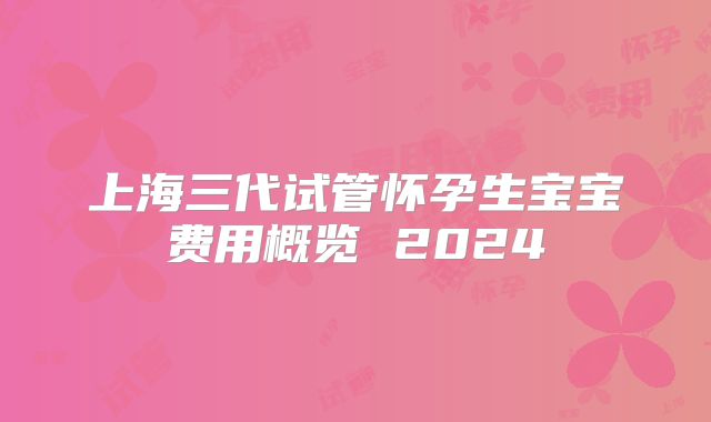 上海三代试管怀孕生宝宝费用概览 2024