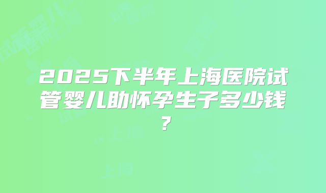 2025下半年上海医院试管婴儿助怀孕生子多少钱?