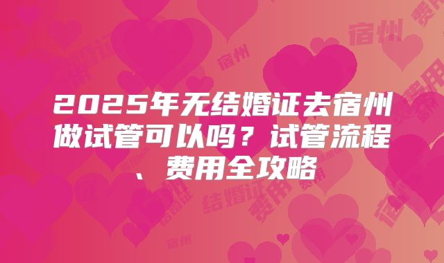 2025年无结婚证去宿州做试管可以吗？试管流程、费用全攻略