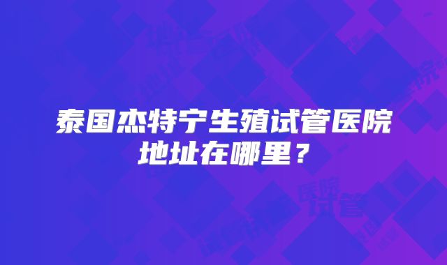 泰国杰特宁生殖试管医院地址在哪里?