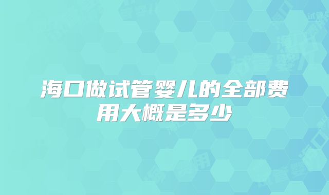 海口做试管婴儿的全部费用大概是多少