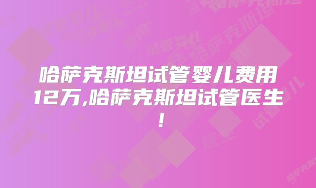 哈萨克斯坦试管婴儿费用12万,哈萨克斯坦试管医生！