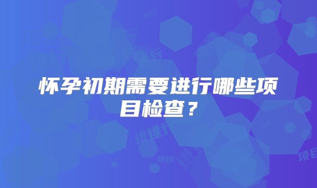 怀孕初期需要进行哪些项目检查?