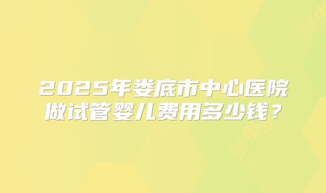 2025年娄底市中心医院做试管婴儿费用多少钱?