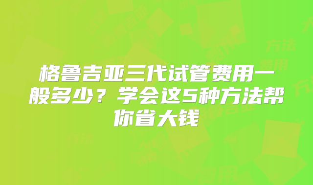 格鲁吉亚三代试管费用一般多少？学会这5种方法帮你省大钱