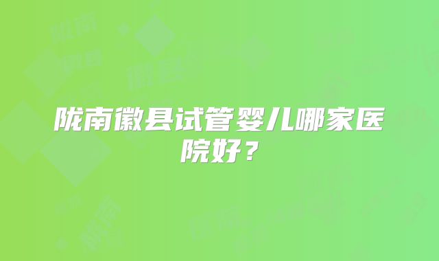 陇南徽县试管婴儿哪家医院好?