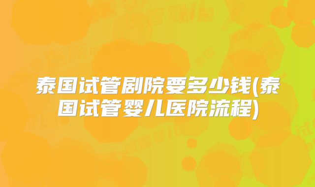 泰国试管剧院要多少钱(泰国试管婴儿医院流程)