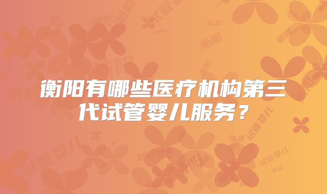 衡阳有哪些医疗机构第三代试管婴儿服务？