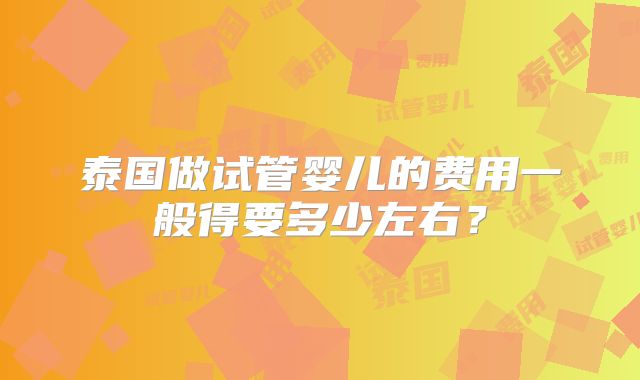 泰国做试管婴儿的费用一般得要多少左右？