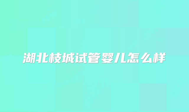 湖北枝城试管婴儿怎么样