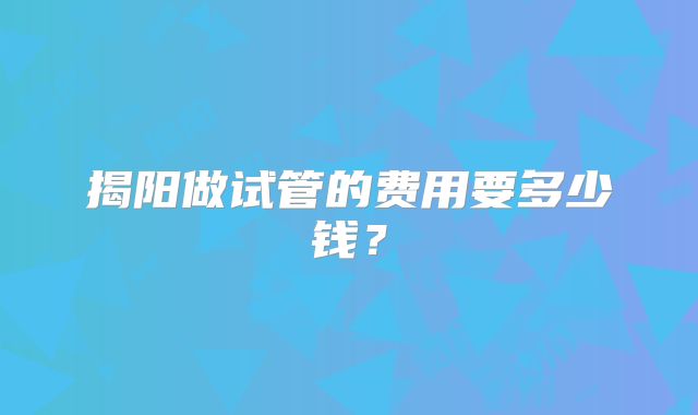 揭阳做试管的费用要多少钱？