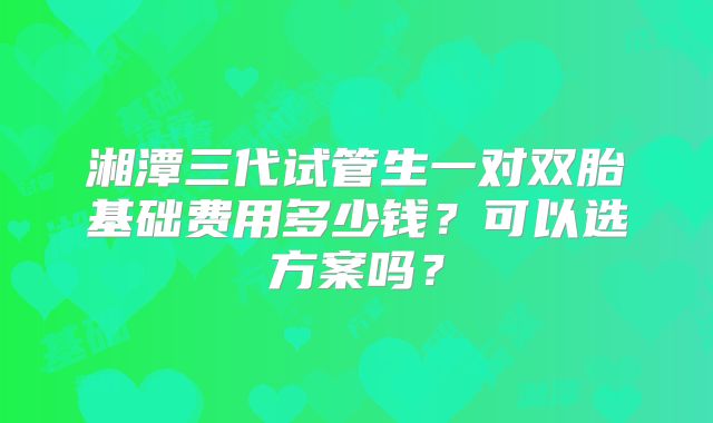 湘潭三代试管生一对双胎基础费用多少钱？可以选方案吗？