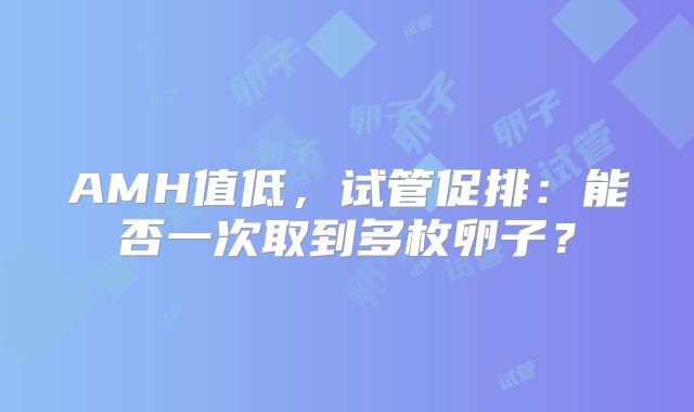 AMH值低，试管促排：能否一次取到多枚卵子？