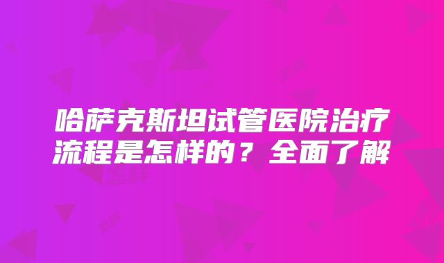 哈萨克斯坦试管医院治疗流程是怎样的？全面了解