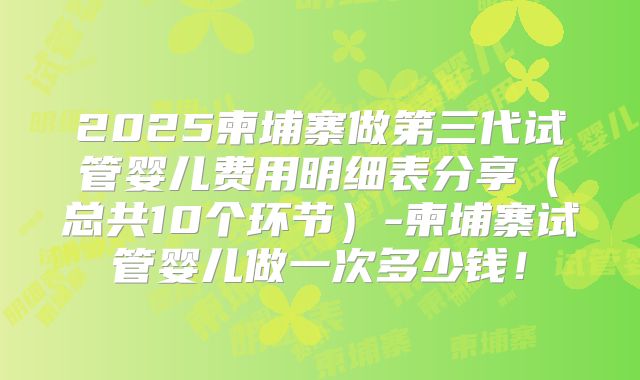 2025柬埔寨做第三代试管婴儿费用明细表分享（总共10个环节）-柬埔寨试管婴儿做一次多少钱！