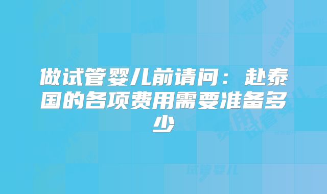 做试管婴儿前请问：赴泰国的各项费用需要准备多少