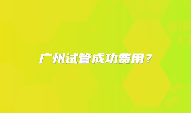 广州试管成功费用？
